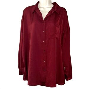 Express Deep Red Button Down Shirt